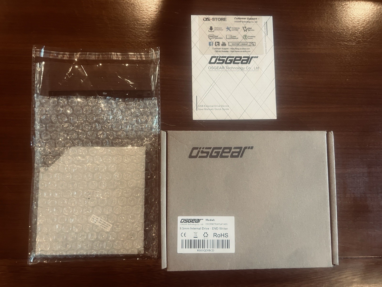 OSGEAR Internal 9.5mm Internal Drive Slim Super Multi DVD Writer New In Box
