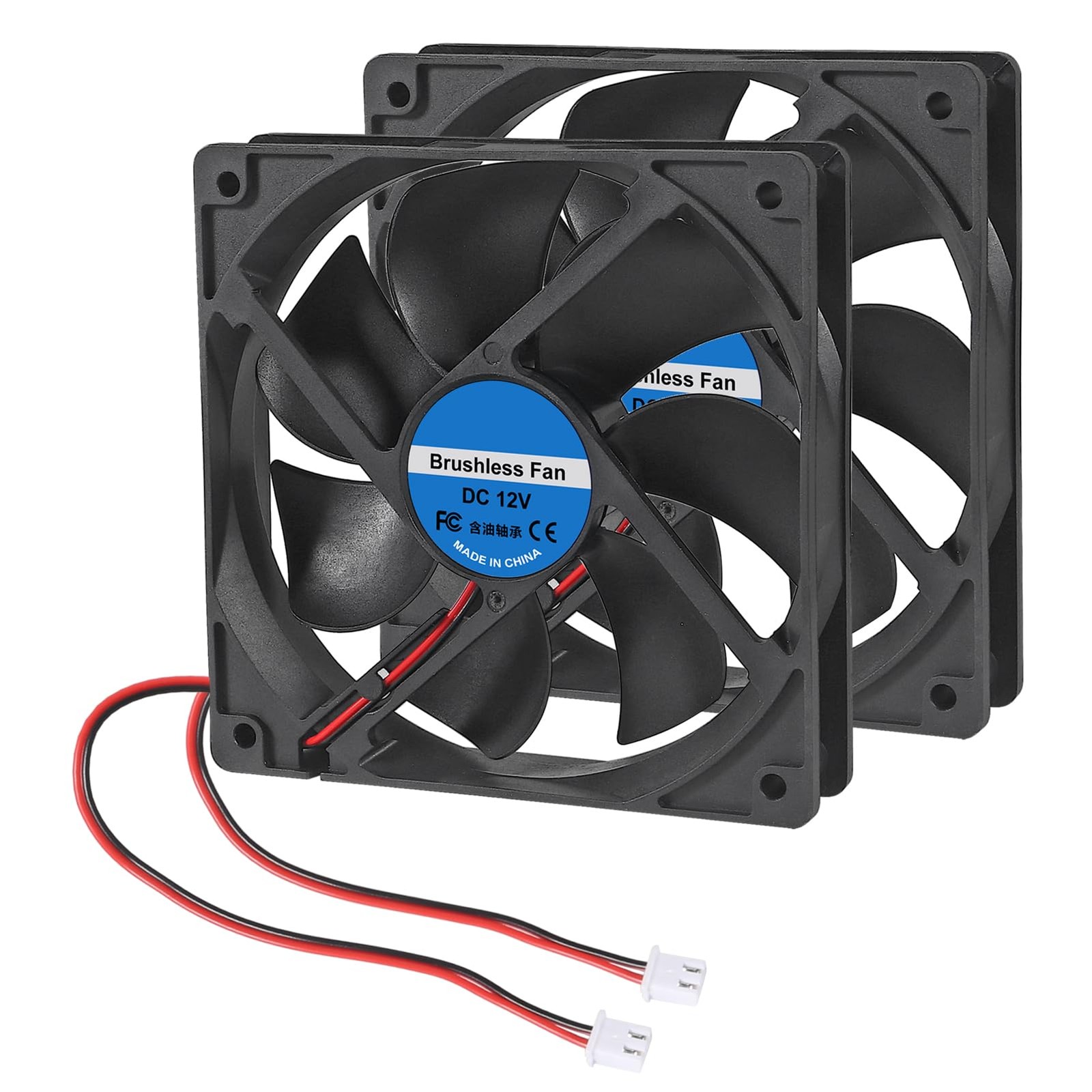 2Pcs DC 12V 12025 Cooling Fan 120x120x25mm 12cm 120mm Computer Case Fan DC 12V