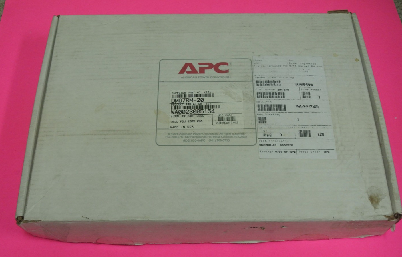 APC Dell DM07RM-20 120V 20A 7 Outlet Rackmountable Power Distribution Unit06174R