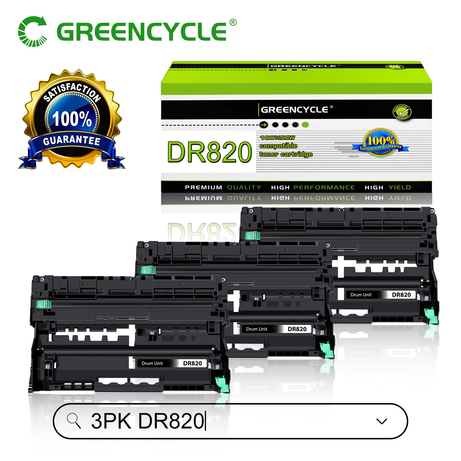 3PK High Yield DR820 Drum Unit for Brother MFC-L5700DW MFC-L5800DW MFC-L5850DW
