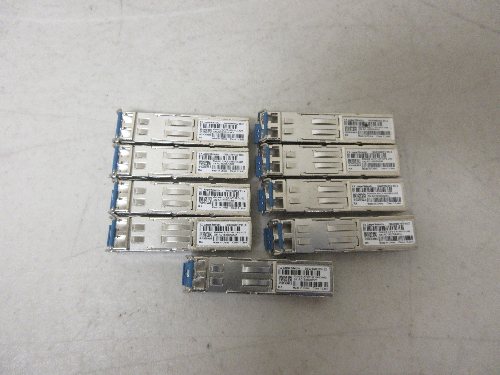 Lot of 9 Juniper Networks 740-031850 1000BASE-LX SFP Transceiver Modules