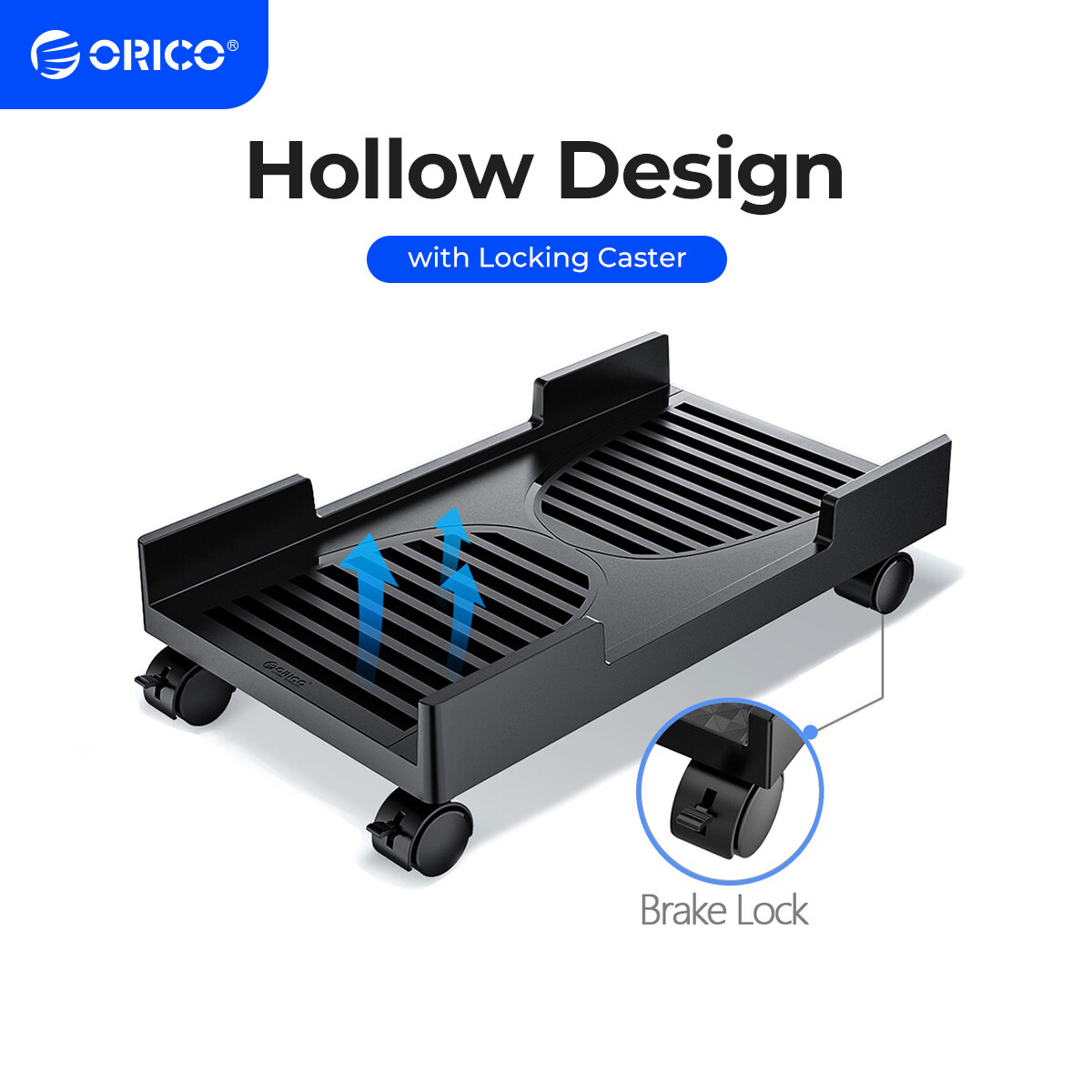 ORICO Mobile CPU Stand Adjustable Computer Tower Desktop Holder +4 Caster Wheels