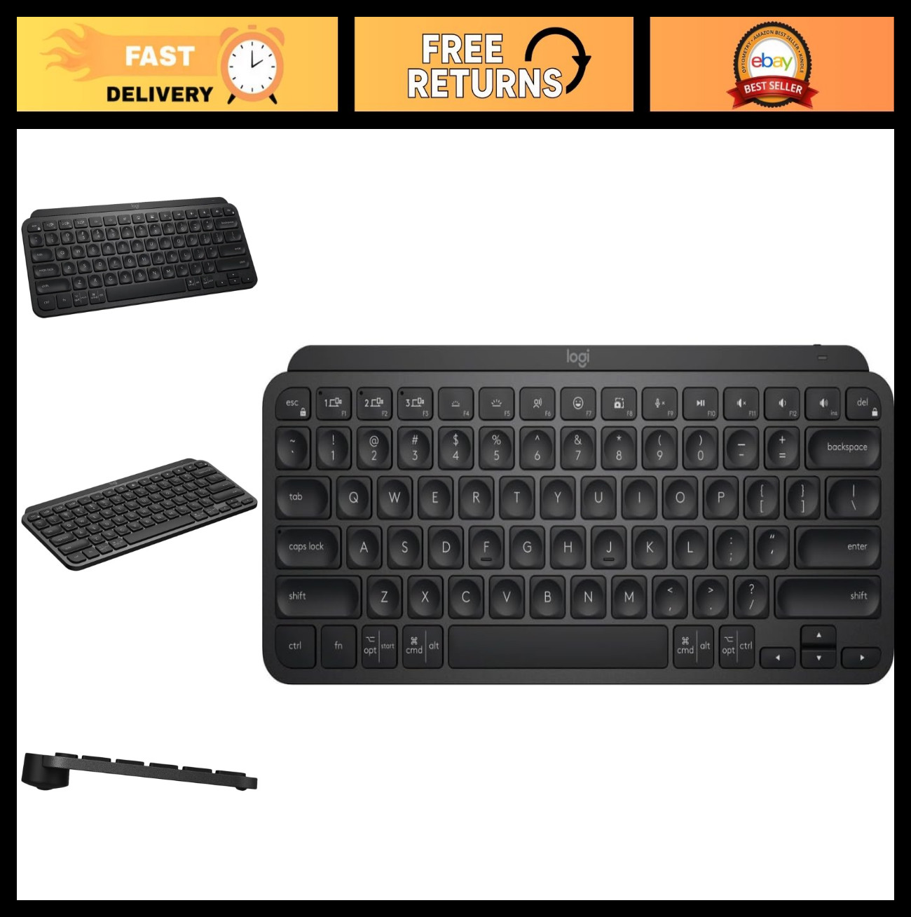 Compact Wireless Illuminated Keyboard, Bluetooth Backlit, USB-C, Compatible with