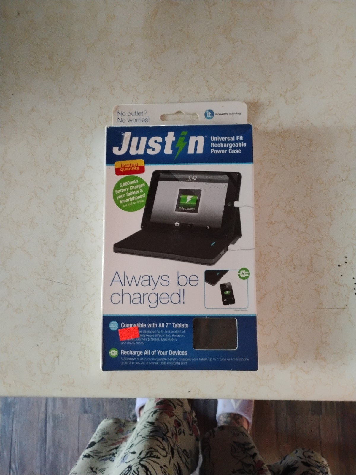 Rechargeable Power Case for 7" Tablets and phones Innovative Technology JustIn