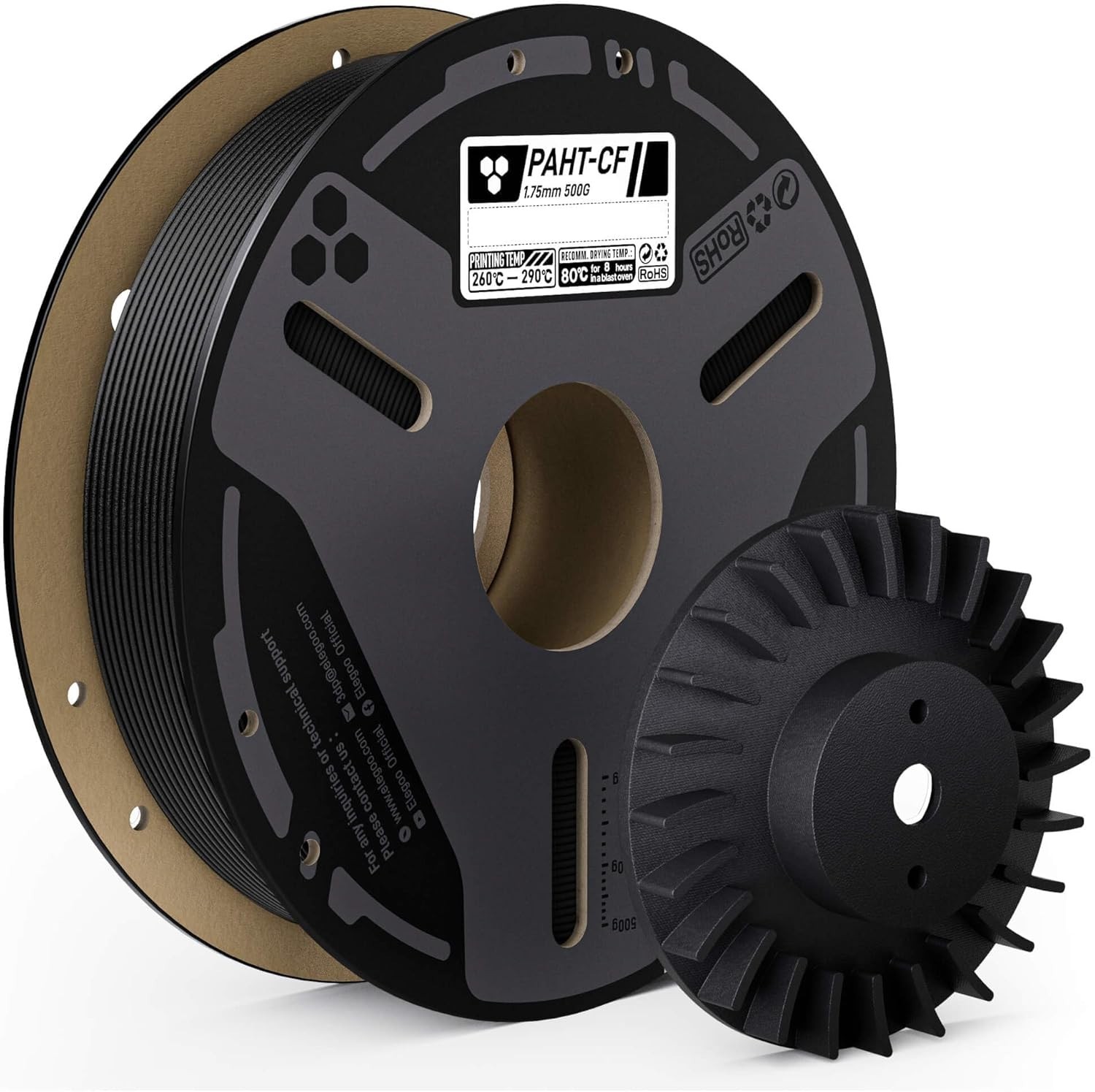 Carbon Fiber PAHT Filament 1.75Mm Black 0.5KG, Nylon CF High Temp 3D Printing Fi