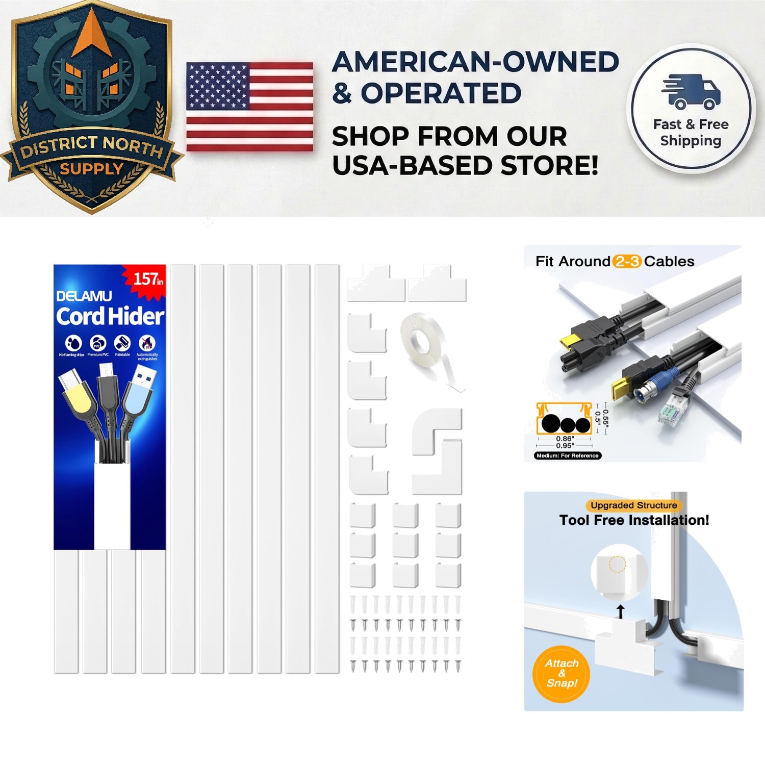 157in Cord Hider Cable Covers - Fire-Retardant & Easy Installation