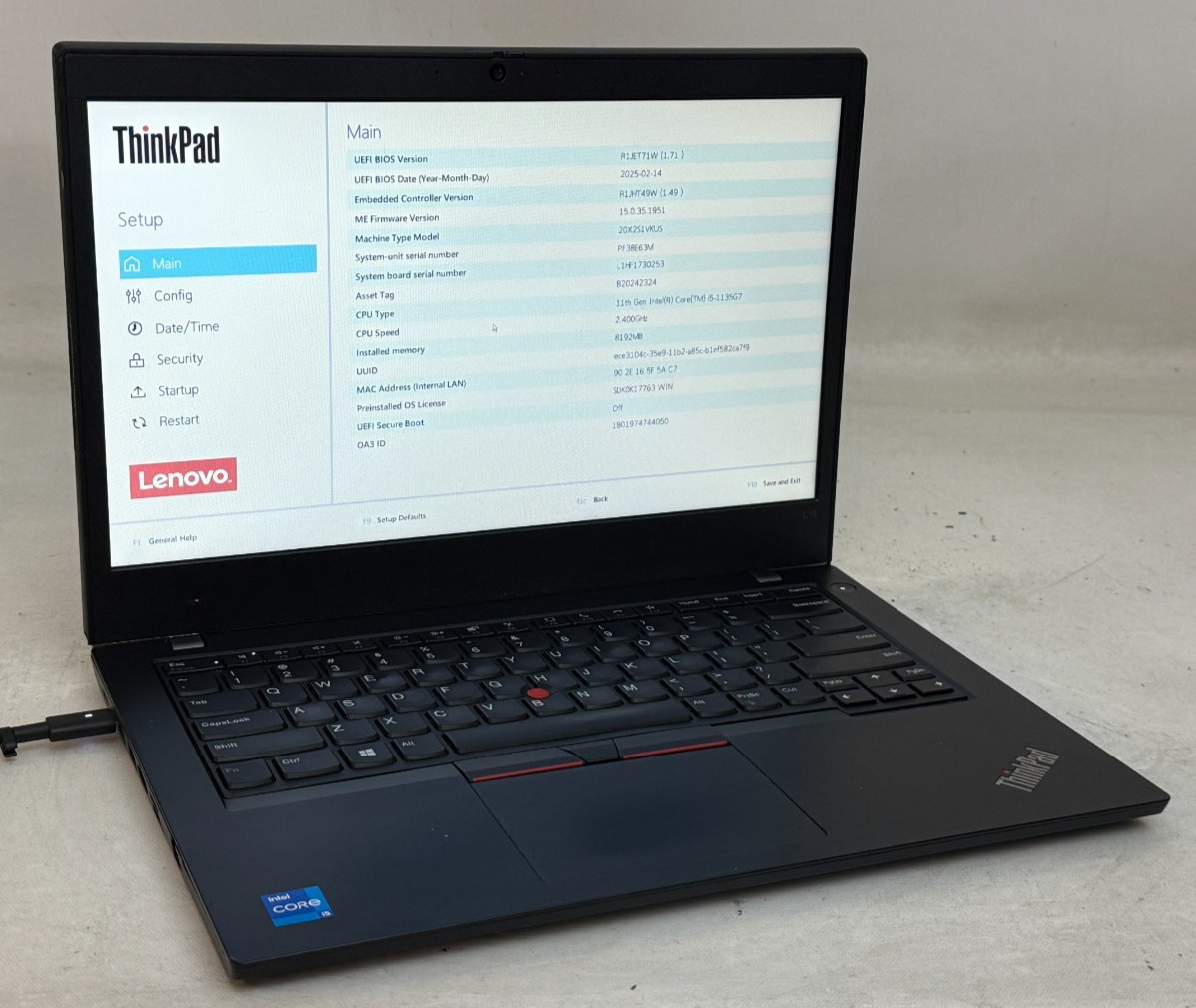 Lenovo ThinkPad L14 14" (i5-1135G7 2.40GHz - 8GB RAM - 256GB SSD - Win11Home)