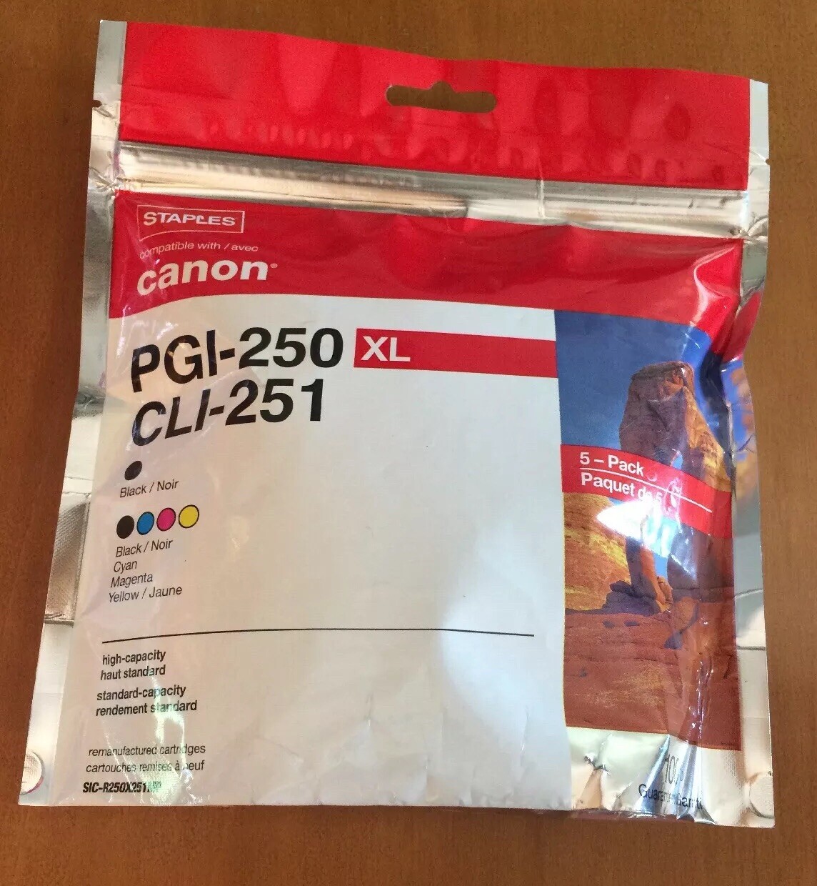Staples Reman Inkjet Cart Canon PGI-250XL Blk HiYld & CLI-251 B/C/M/Y 5/PK