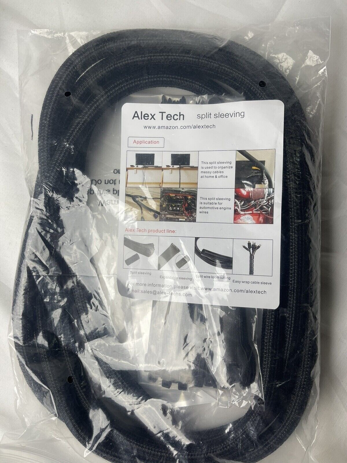 Alex Tech 10ft - 1/2 in. Cord Protector Wire Organizer Tubing Cable Sleeve Split
