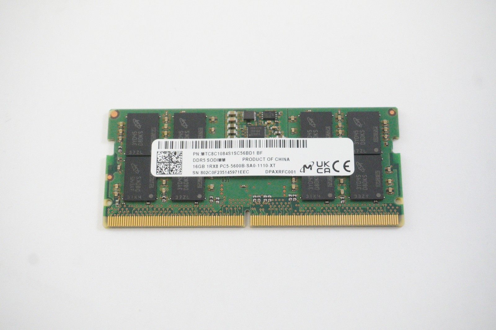MTC8C1084S1SC56BD1 Micron 16GB DDR5 1Rx8 PC5-5600B 5600Mhz SO-DIMM Memory