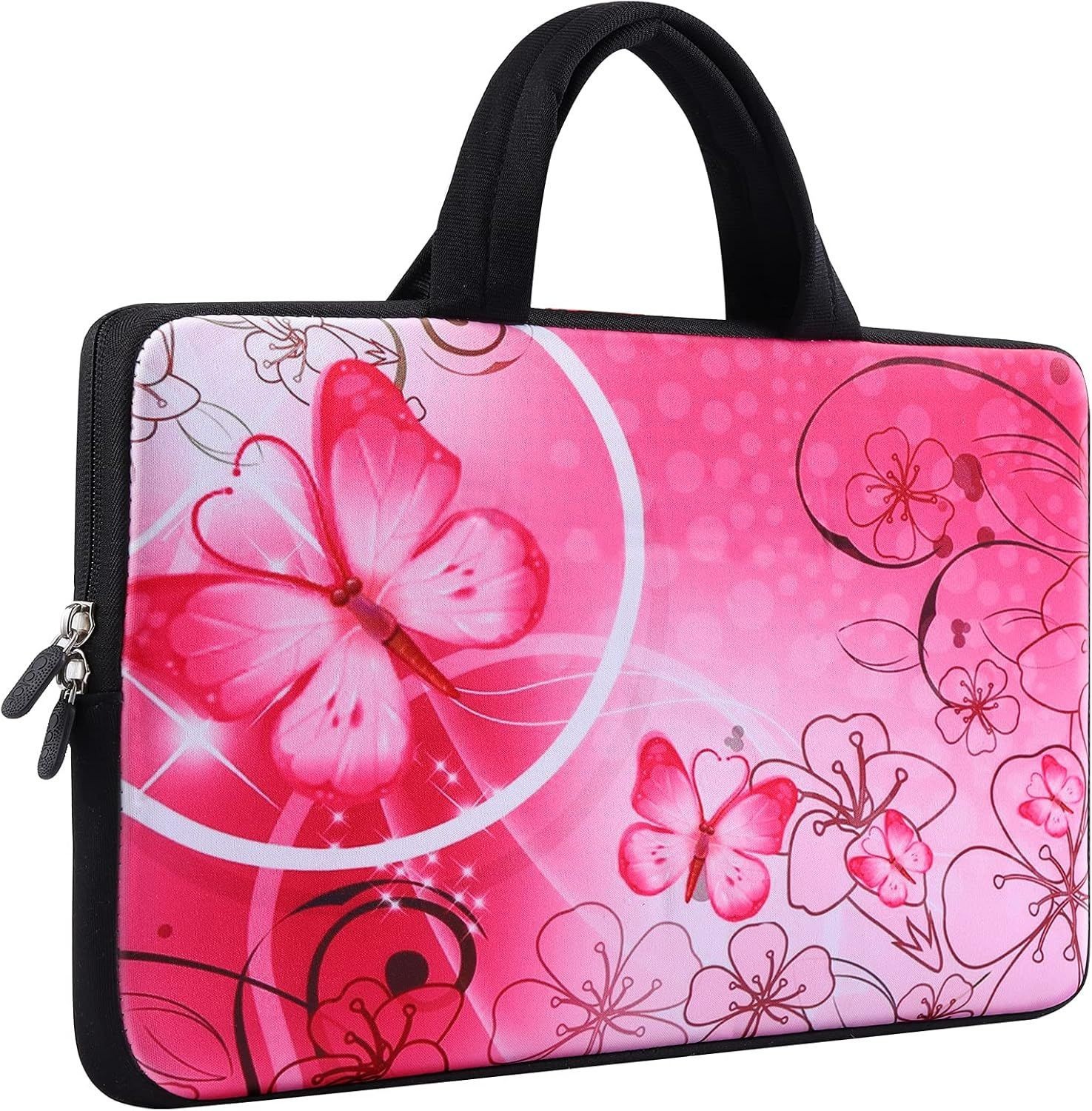 Laptop Sleeve Pouch Case for 14 15.4 15.6 inch Laptops - Pink Butterfly Design