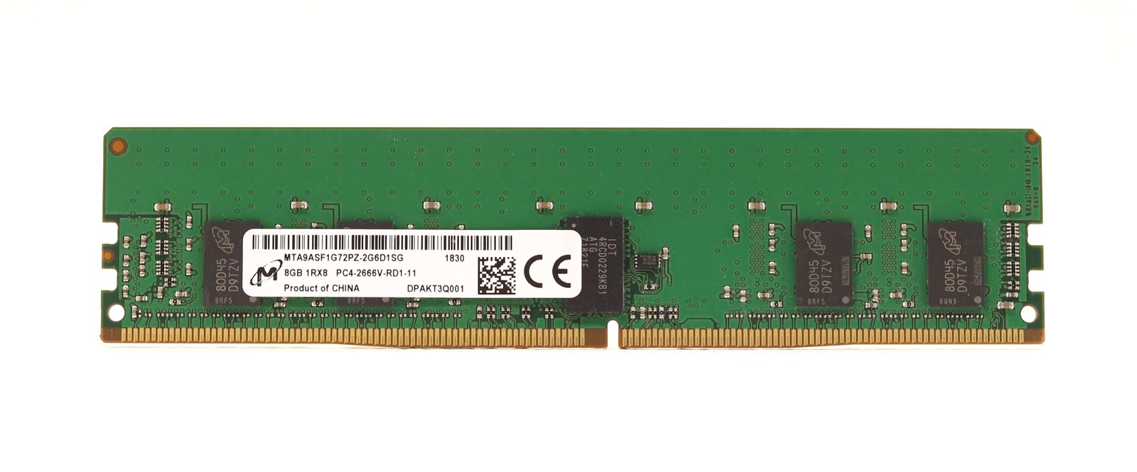 Micron 8GB 1Rx8 PC4-2666V-RD1-11 ECC REG Server Memory P/N:MTA9ASF1G72PZ-2G6D1SG