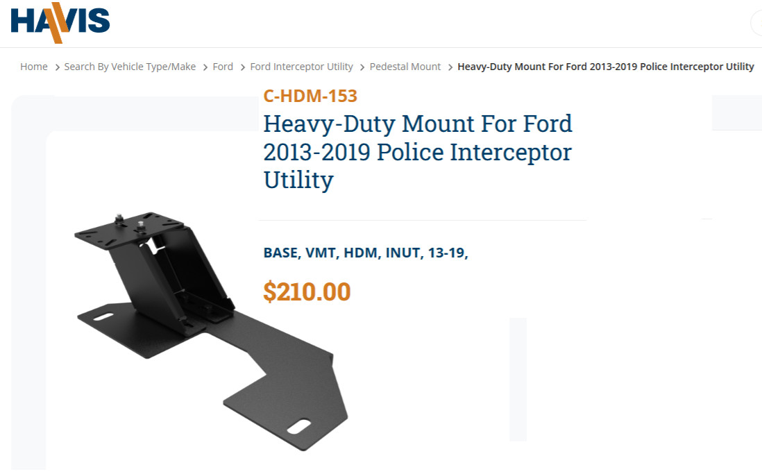 C-HDM-153 Heavy-Duty Mount Ford 2013-2019 Police Interceptor Utility & Hardware