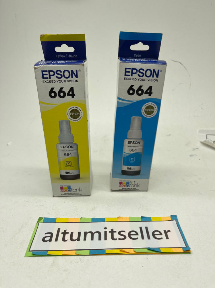 New Sealed Genuine Epson 664 YELLOW and CYAN Color Exp 03/2021