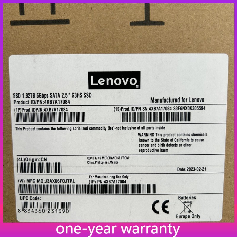LENOVO NEW 1.92TB 02JG540 4XB7A17084 RETAIL Entry SATA 6Gb Hot Swap SSD