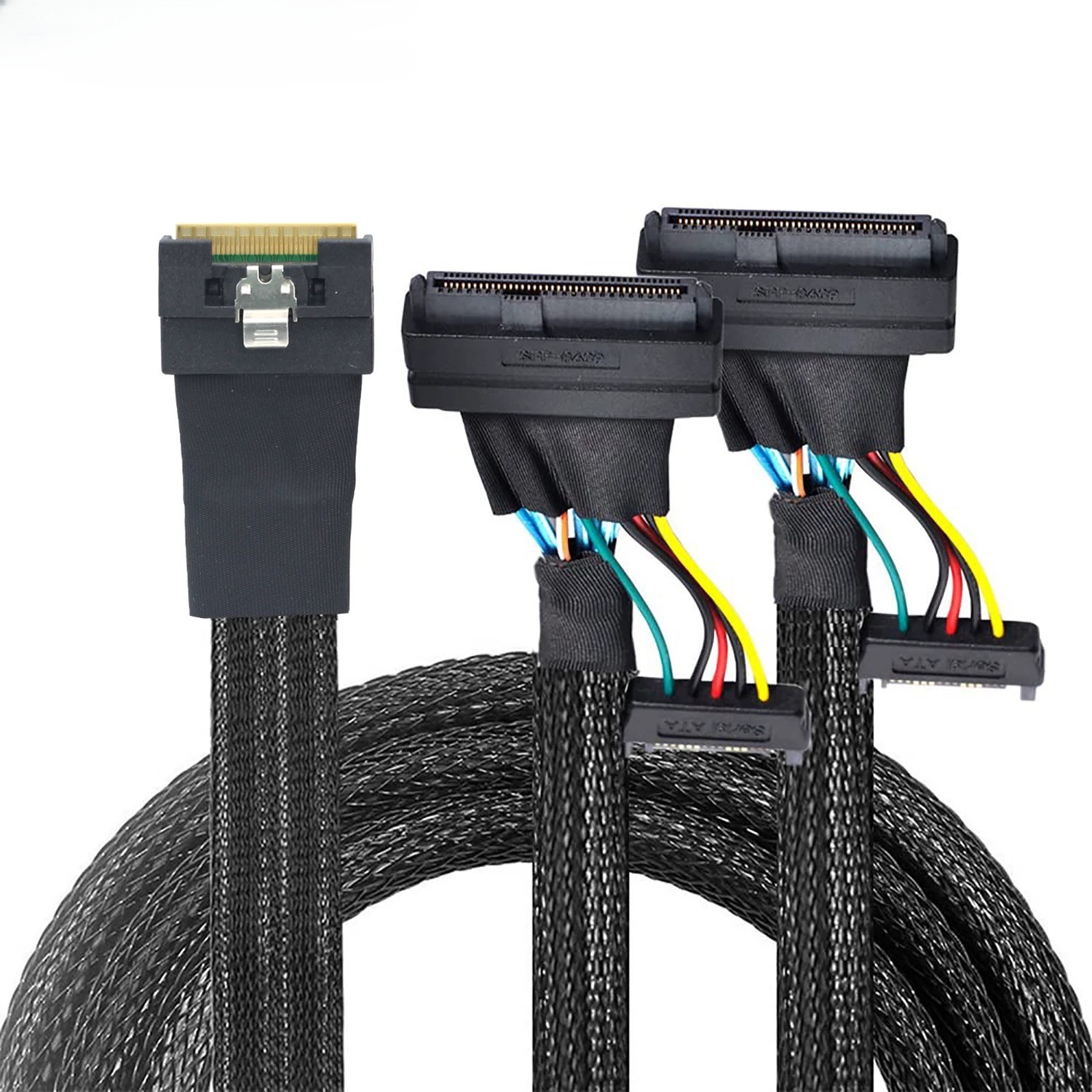 Slimline SAS SFF-8654 8i 74Pin to 2X SFF-8639 U.2 15Pin High Speed Server Cable