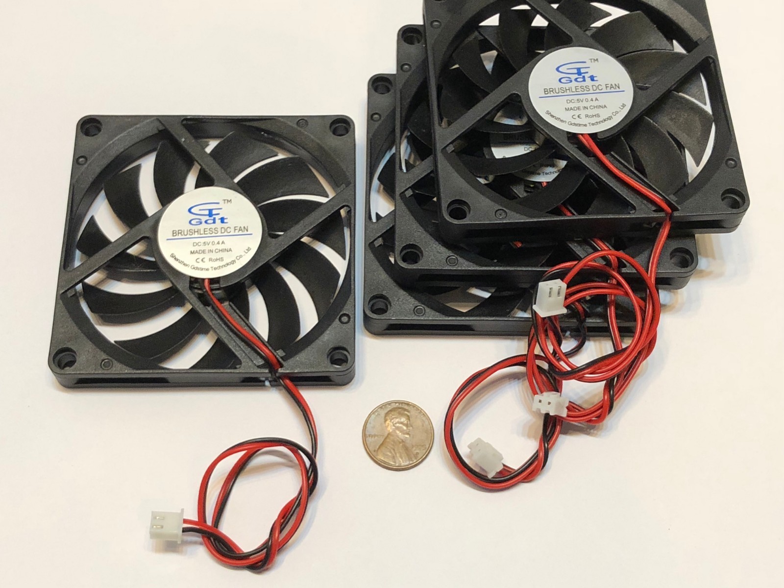 4 Pieces 8010s Gdstime 5V 2pin 80x80x10mm DC Cooling Fan large brushless C14