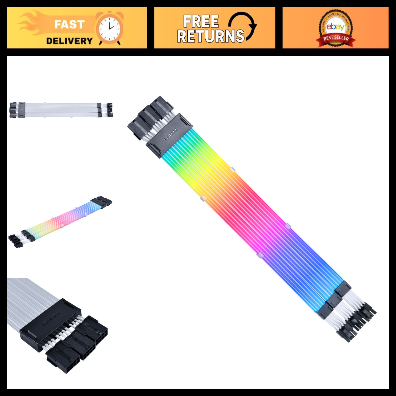 RGB GPU Power Extension Cable - 3x8-Pin Wireless, Customizable Lighting, PC Upgr