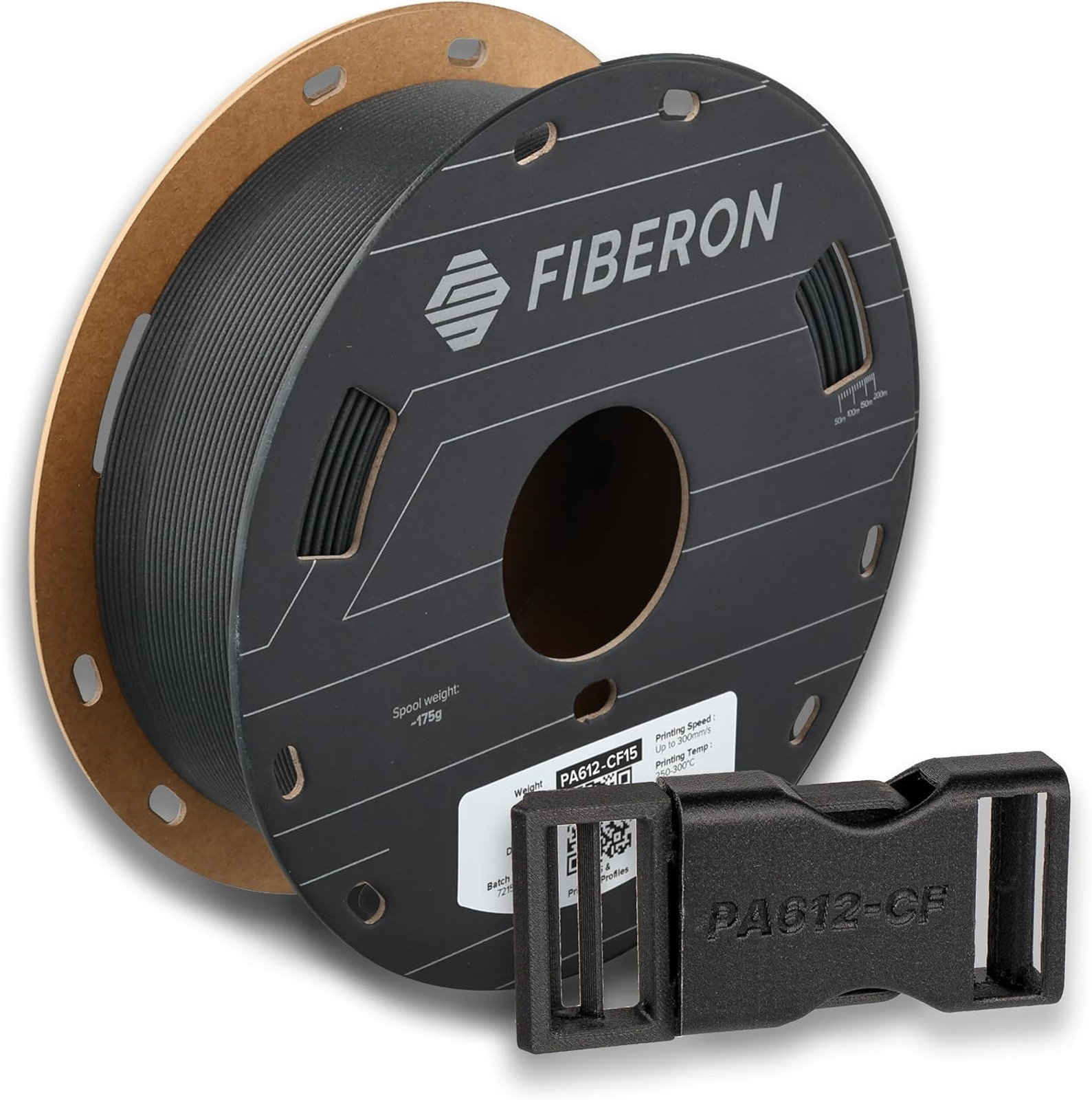 Fiberon PA612-CF15 Carbon Fiber Nylon Filament 1.75mm Black 0.5kg, Fiberon