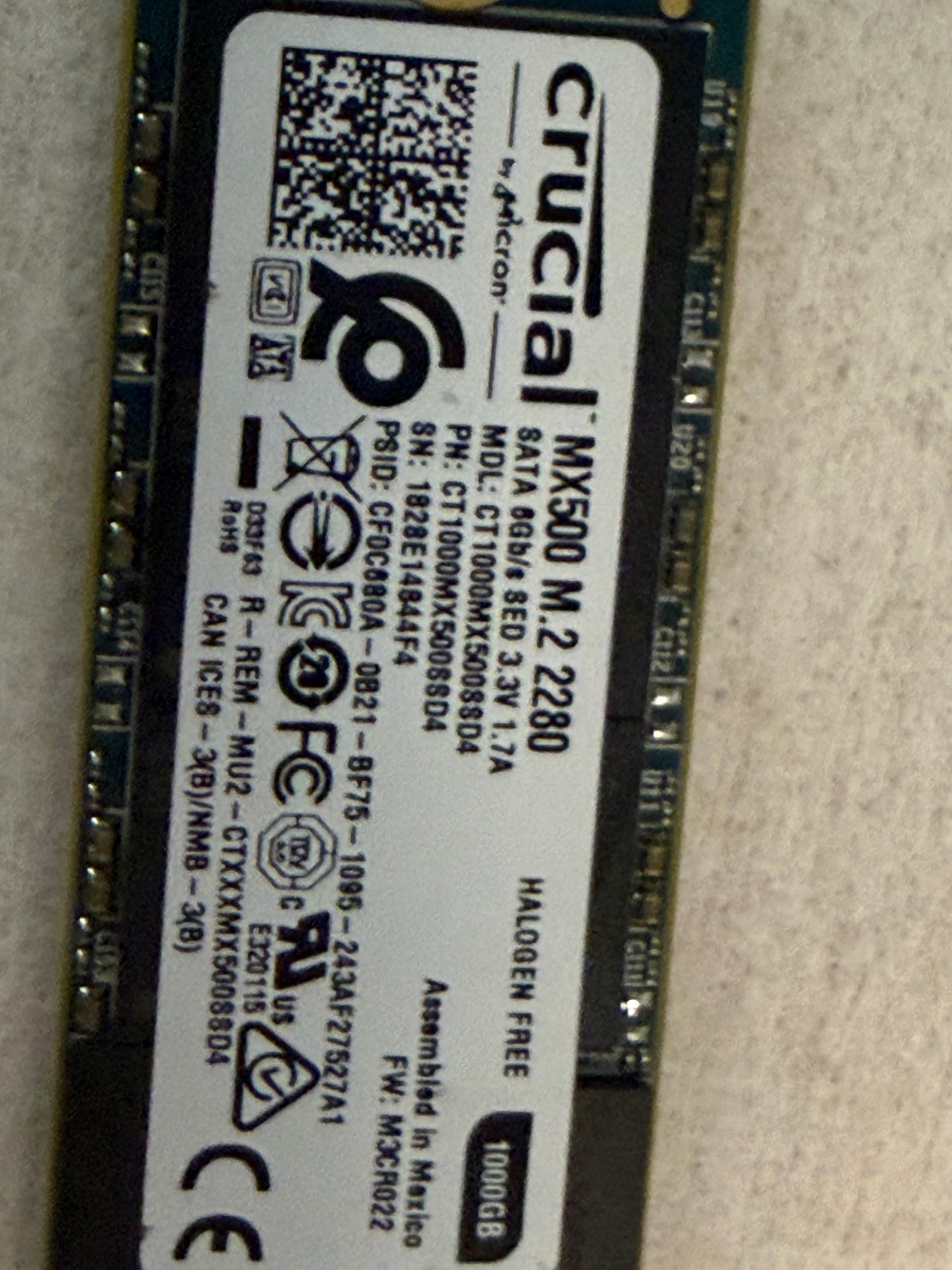 1TB M.2 SSD Crucial MX500 2280mm SATA Solid State Drive Micron CT1000MX500SSD4