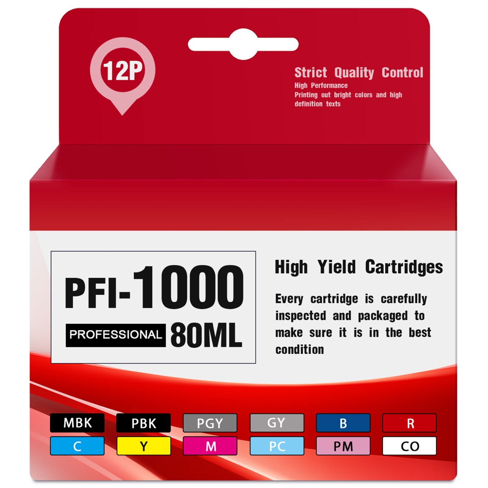 PFI-1000 Ink 80ml Compatible Cartridge for Canon imagePROGRAF PRO-1000 (12-PK) 