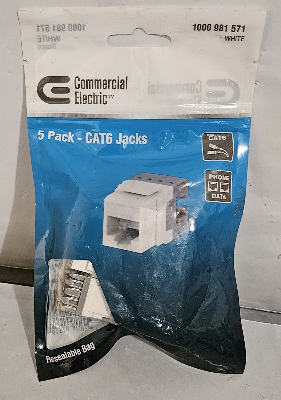 Commercial Electric 5 pk White CAT6 Jacks 1000981571