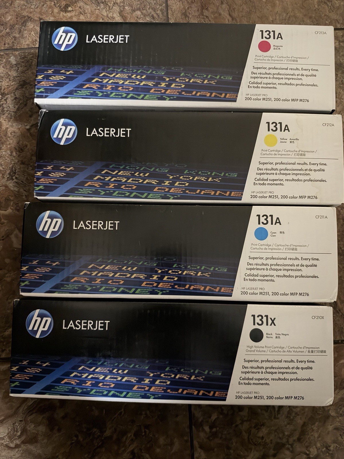 FULL SET OF GENUINE HP 131A TONER CF210X CF211A CF212A CF213A - CF210AQ1 - NIB