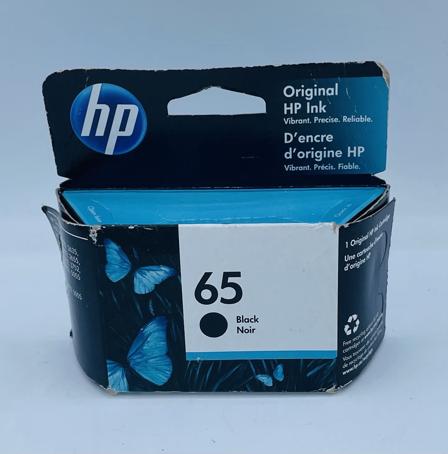 New HP 65 Black Ink Cartridge OEM N9K02AN Sealed 2/23 Sealed Box -DeskJet Inkjet
