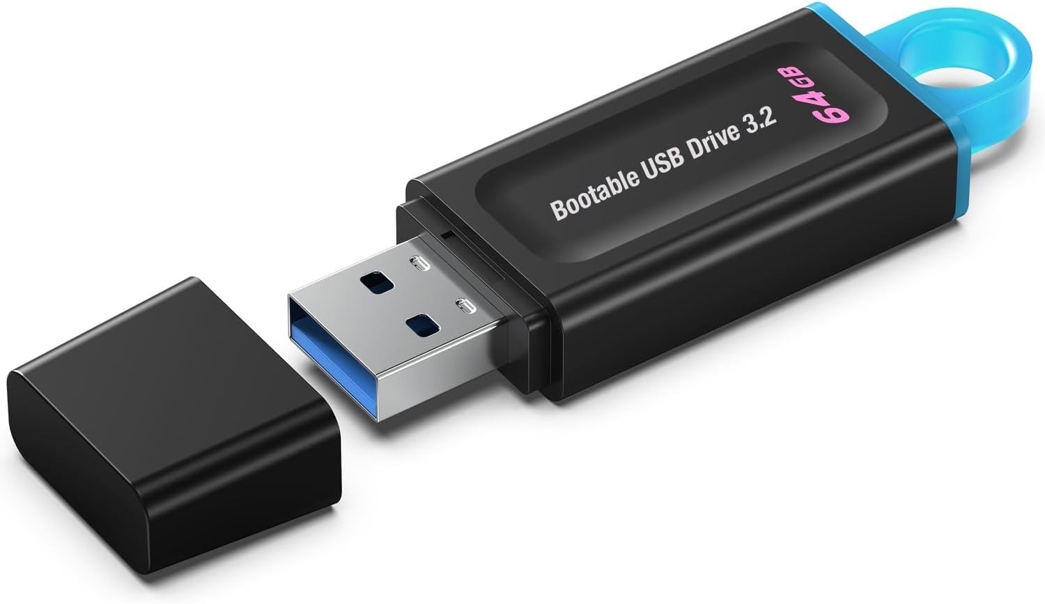 64GB - Bootable USB Drive 3.2 for Windows 11/10 / 8.1/7, 64GB, black