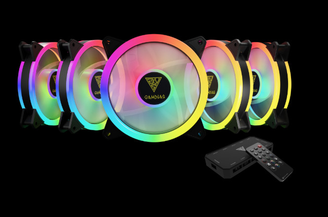 GAMDIAS AEOLUS M2-1205R 120mm ARGB Gaming Cooling Fans 1500RPM w/ Remote