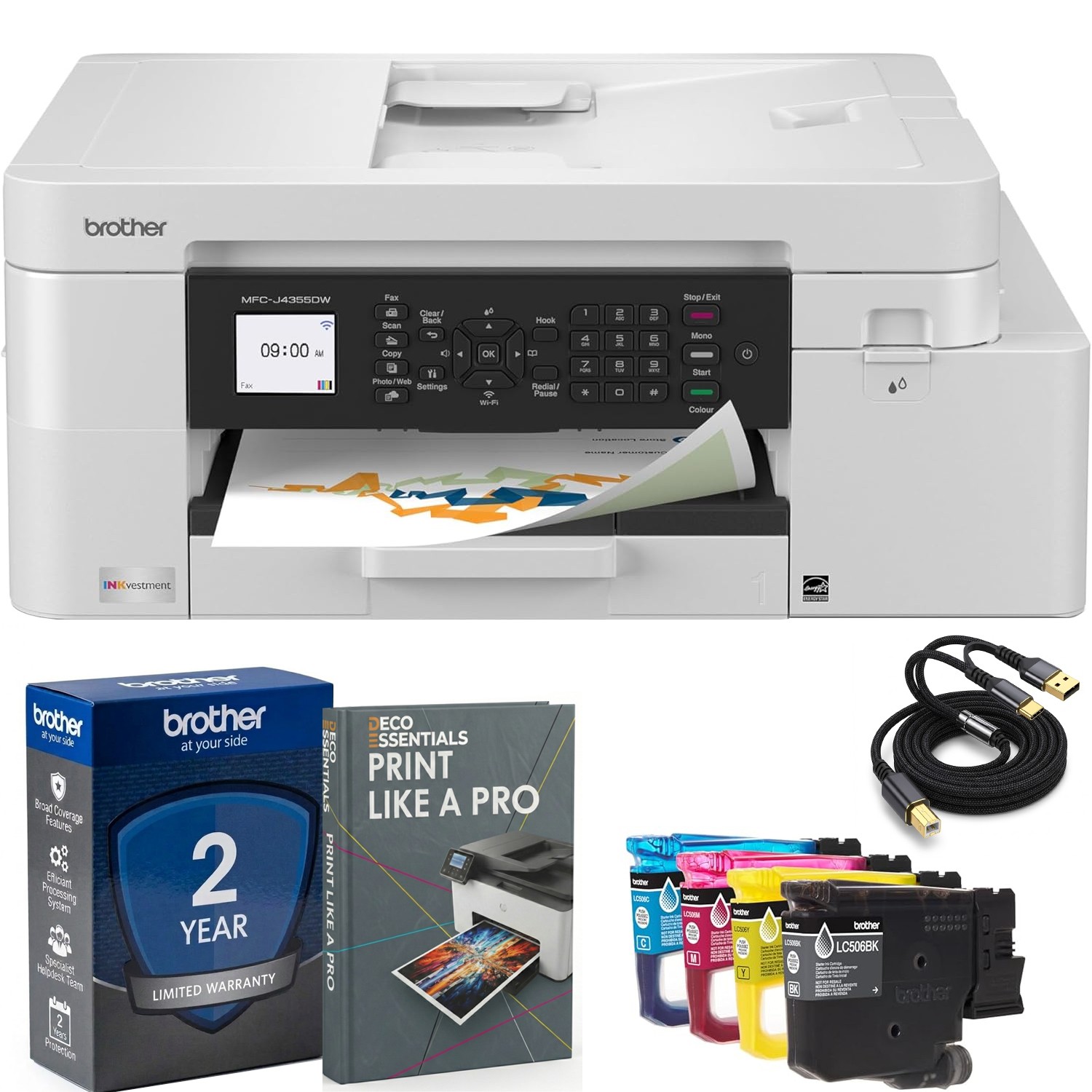 Brother INKvestment Wireless All-in-One Inkjet Printer + Print Like A Pro Bundle