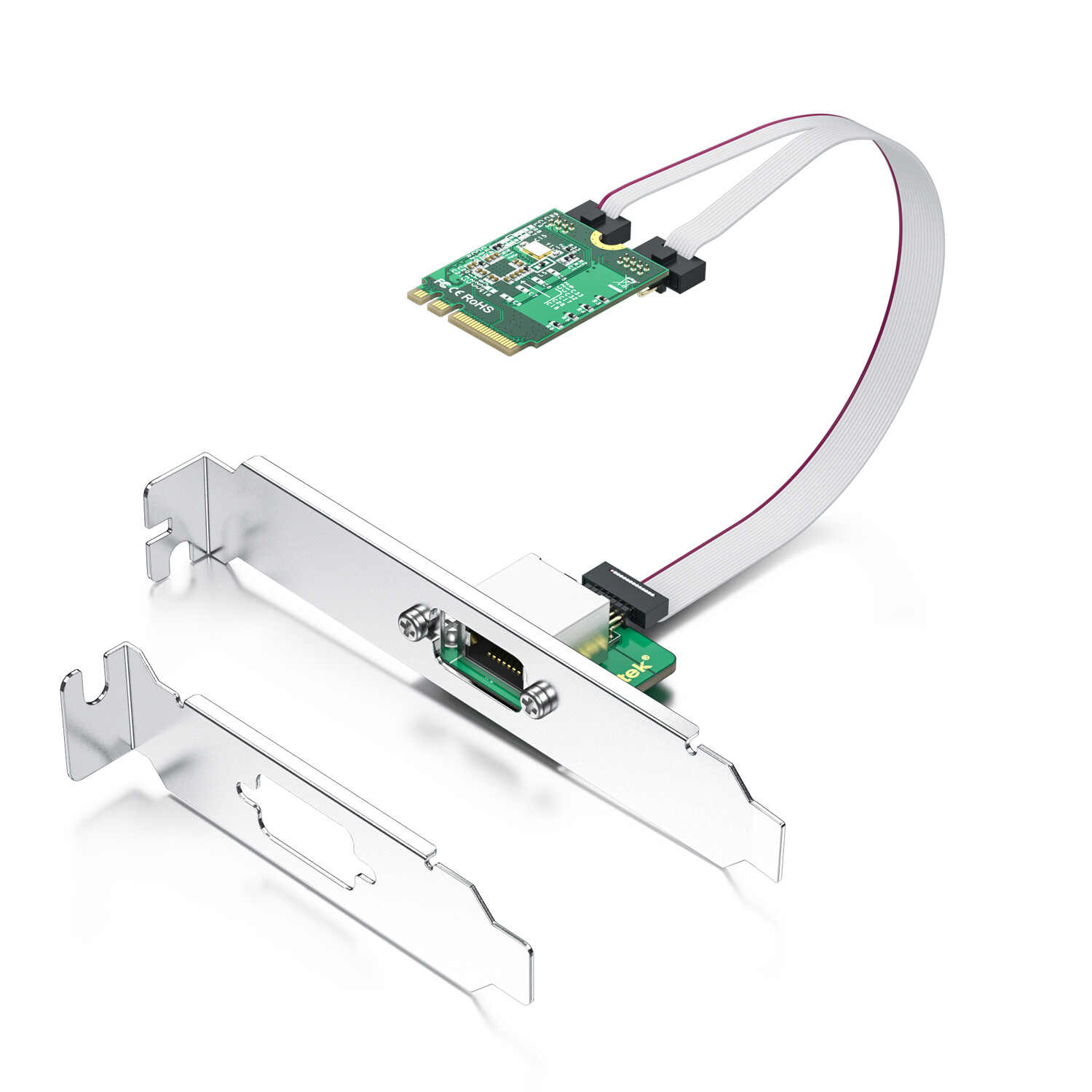 M.2 A+E Key 2.5G Gigabit Ethernet Network Card w/ 2500Mbps RTL8125B chipset 18cm