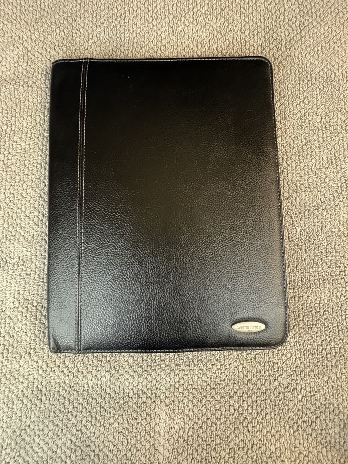 Samsonite Bi-Fold Writing Note Pad Folio CALCULATOR Black Faux Leather Portfolio
