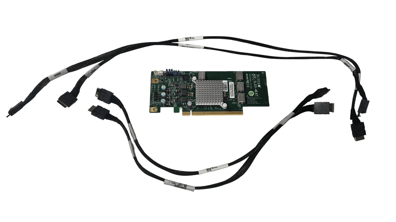 Supermicro AOC-SLG3-4E4T Quad Port OCuLink NVMe HBA with Cables No Bracket