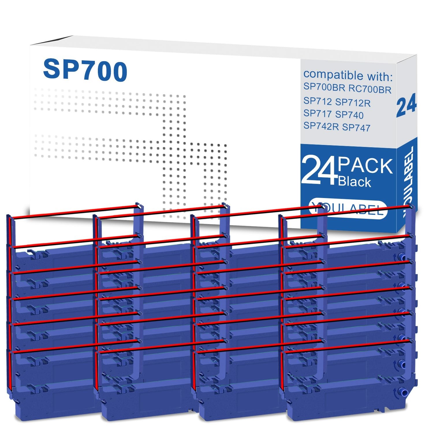 24 Pack SP700 Compatible Ink Ribbon Black and Red Replacement for Star SP700 ...