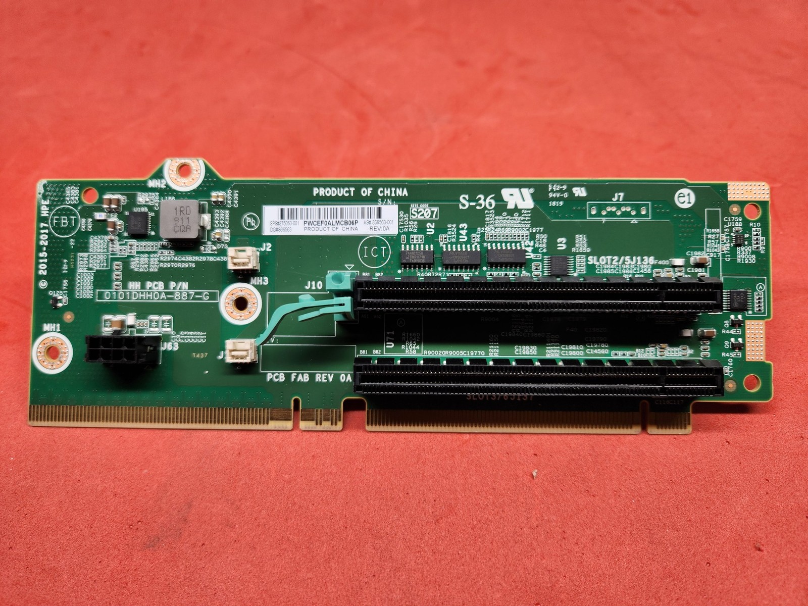 HP 875060-001 DL380 Gen10 2X 16R S2/3 Riser Board/Card 866563-001