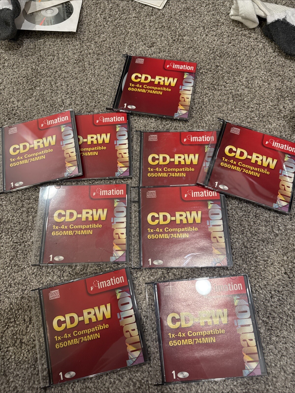 Lot of (9) New Unused Imation CD-RW Discs 650MB 74 Minutes W/ Jewel Case