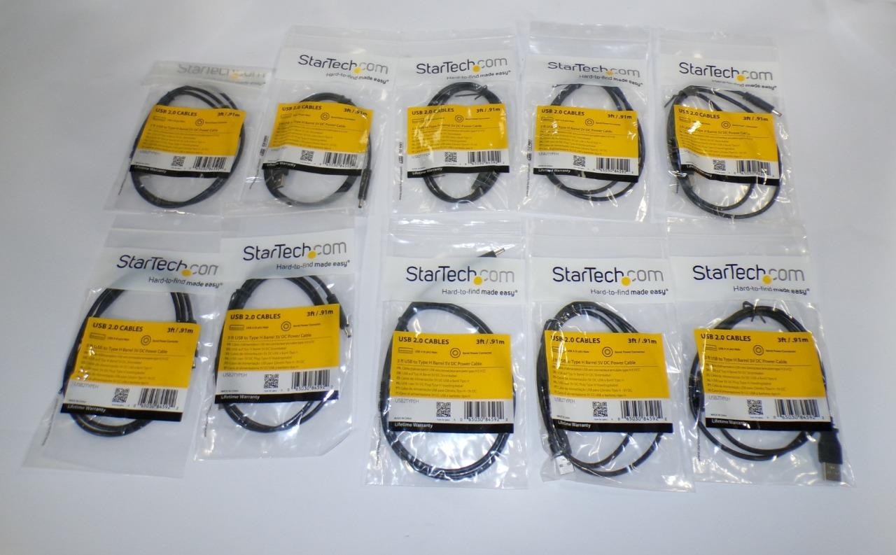 *Lot of 10* StarTech.com USB2TYPEH 3ft USB to Type H Barrel 5V DC Power Cable