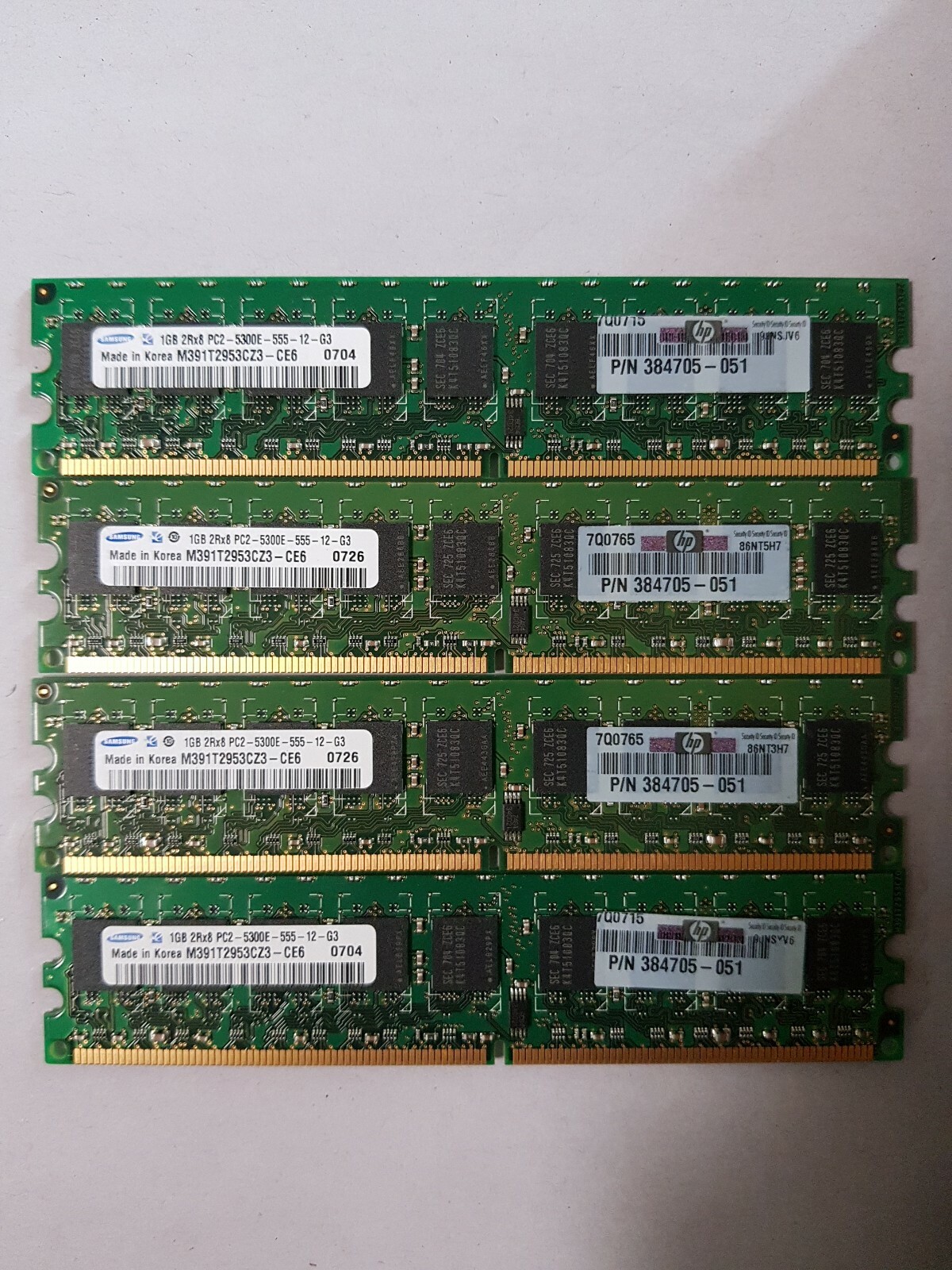 4GB 384705-051 HP (4x1GB) PC2-5300 DDR2 ECC Reg Memory Module Lot