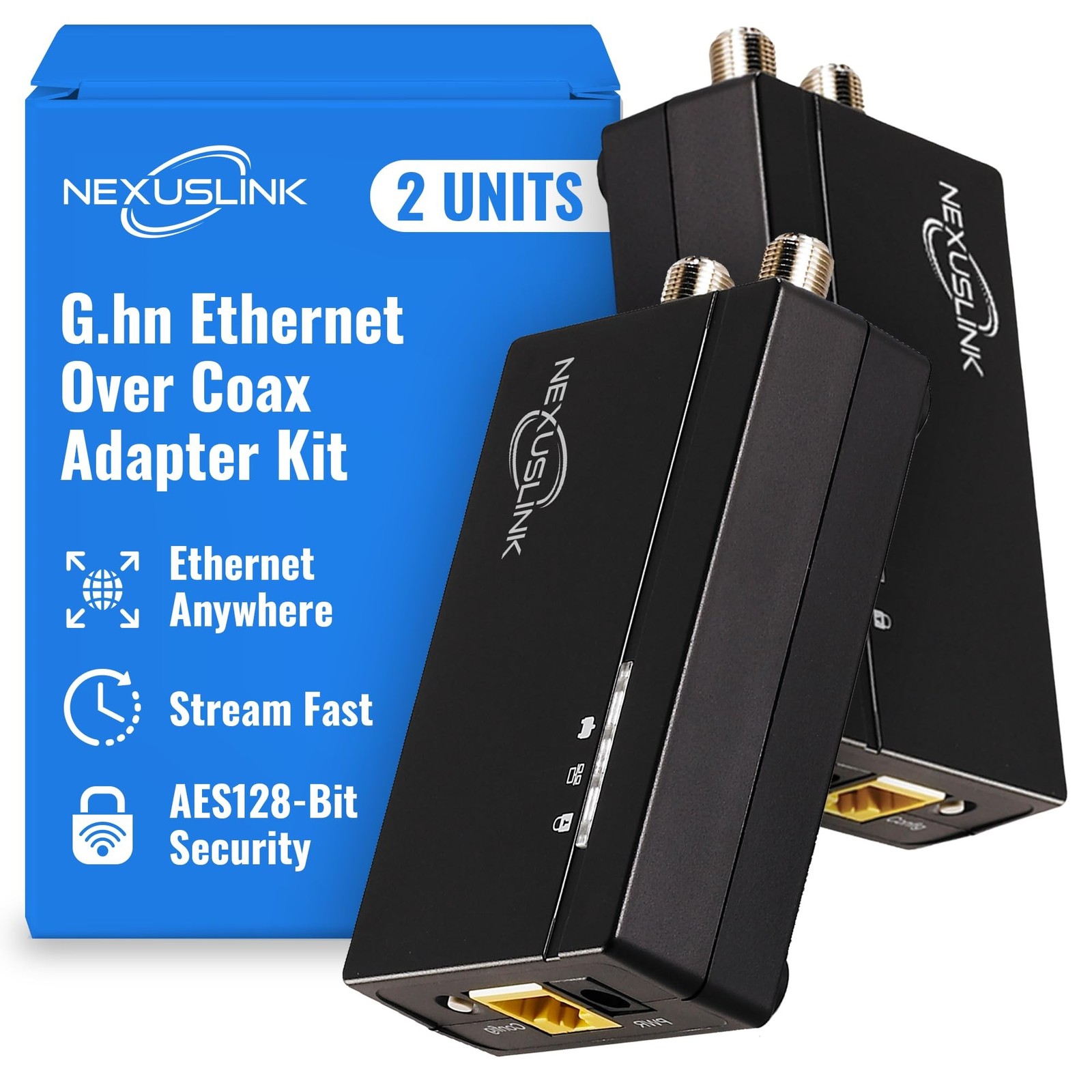 G.hn Ethernet Over Coax Adapter Kit - 1.2Gbps Network for Unused/Da... Fast Ship