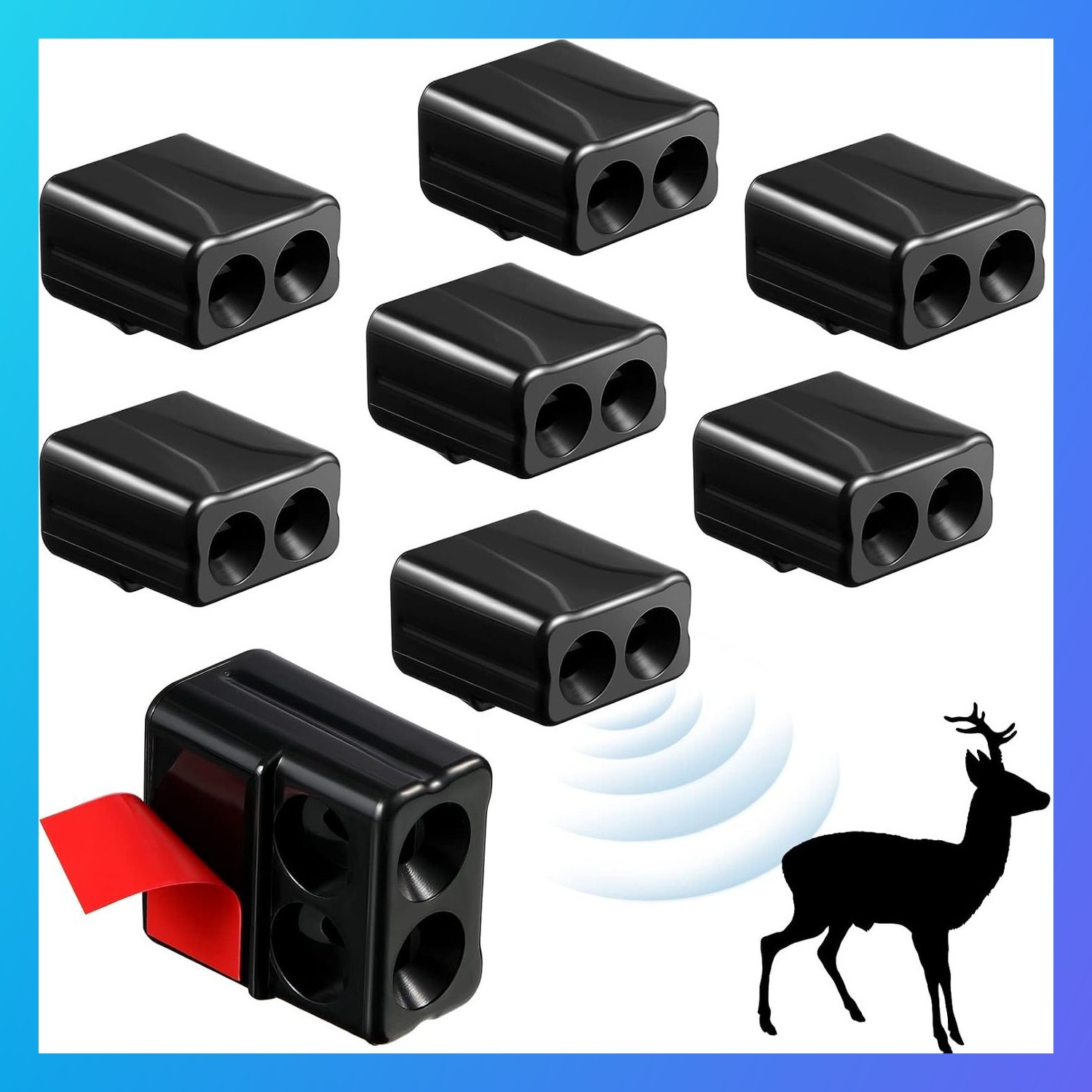 Deer Whistles Plastic Black 8 Pcs Horn Warning Devices Kit