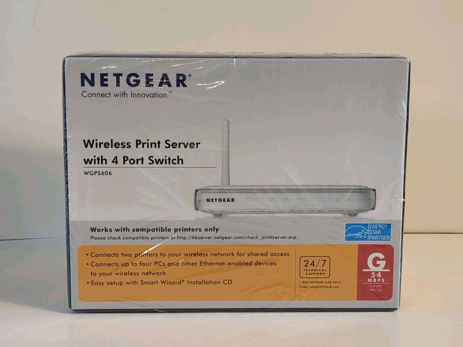 Netgear WGPS606 54 MBPS Wireless Print Server 4 Port Switch NEW SEALED 