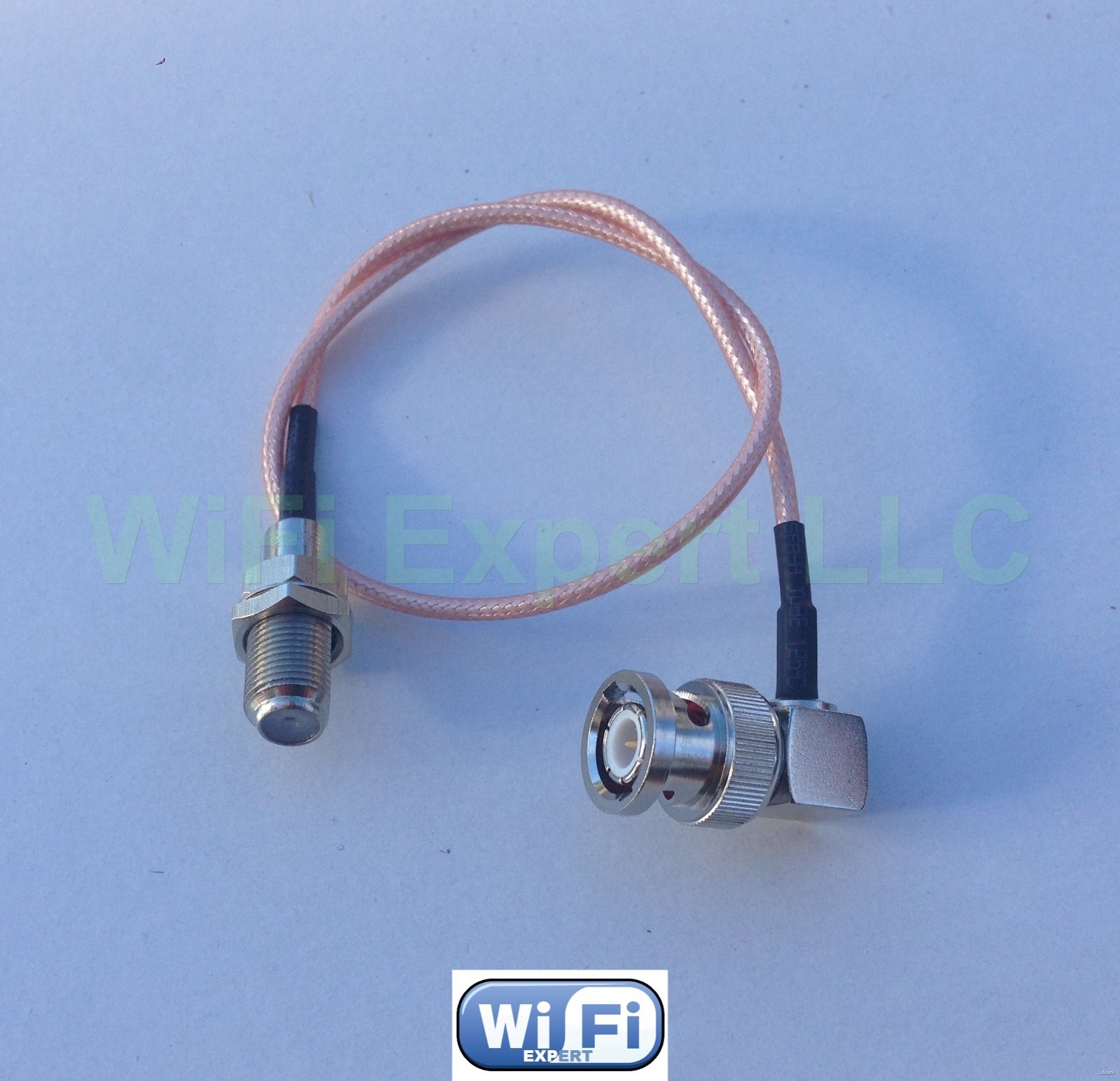 12 INCH RG316 LOW LOSS COAX RF CABLE F TYPE TV FEMALE TO BNC MALE RIGHT ANGLE US