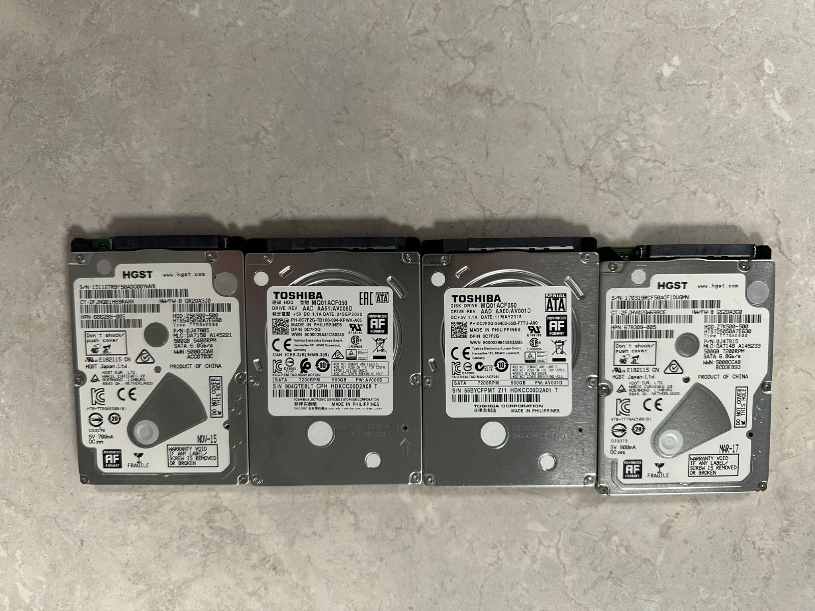 Assortment of 4 (500GB HHD)