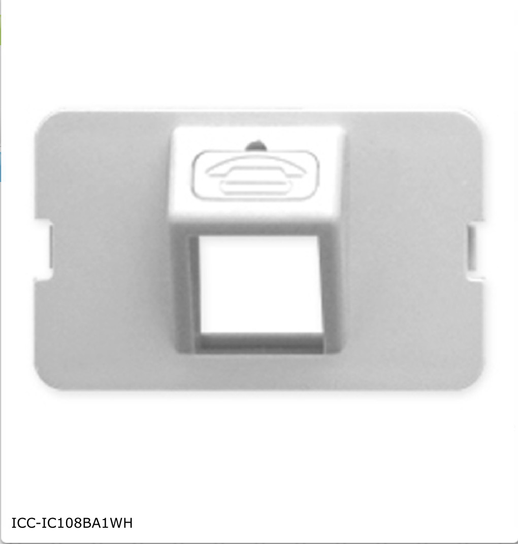 ICC-IC108BA1WH Angled Bezel, Elite, 1-Port, White - Qty of 7