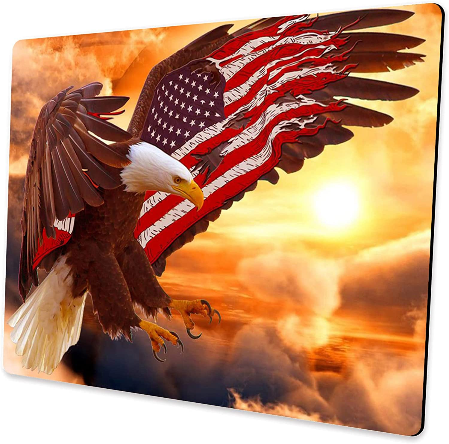Customized Square Gaming Office Computer Mouse Pad, American Flag Eagle anti Sli