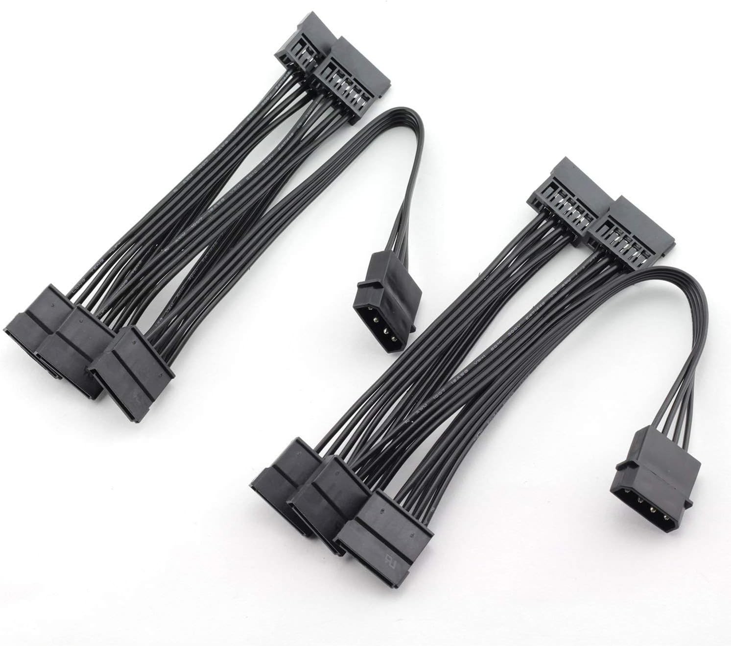 MEETOOT 2pcs IDE to SATA Power Cable Large 4 Pin PC Server Hard Black 