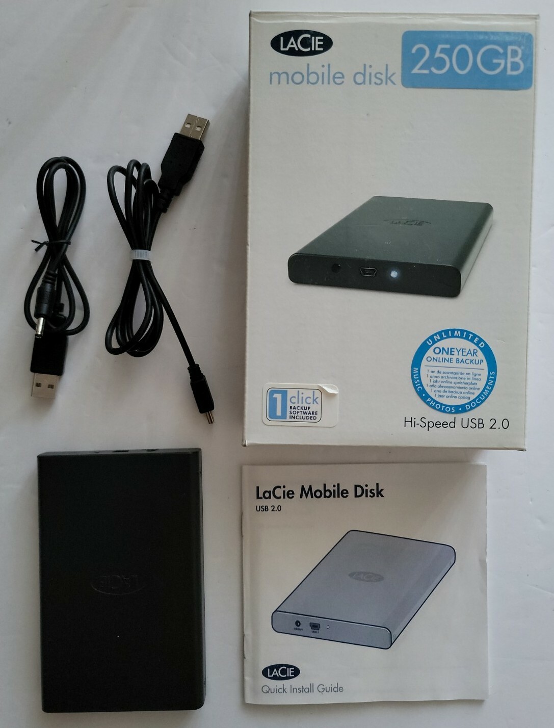 Lacie Mobile Disk 250GB. Plug & Play. Model 301267.
