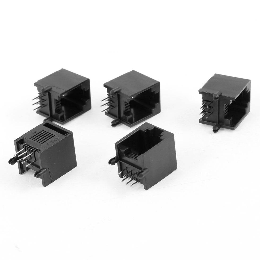 5 Pcs Black RJ12 6P6C Network LAN Ethernet PCB Connector Jacks