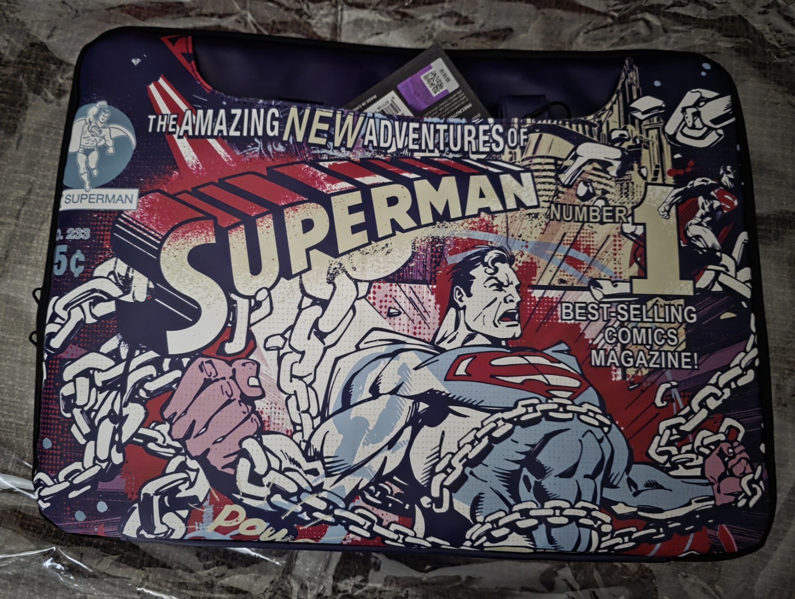 Justice League Superman Graphic Laptop Bag w/handles & strape NWT